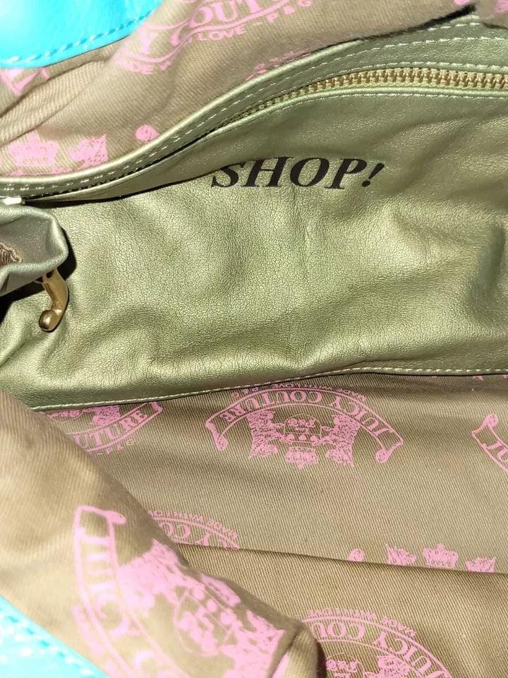 Vintage Juicy Couture Baby Blue Velour Daydreamer Bag with Bow and Scotty Dog Charms – Gold Hardware