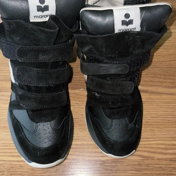 Isabel Marant Black and Cream Sneakers