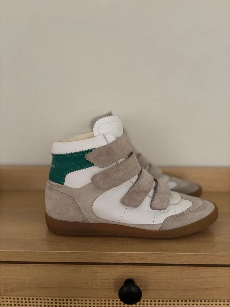 $745 ISABEL MARANT White / Beige/ Green High-top Sneakers size 39