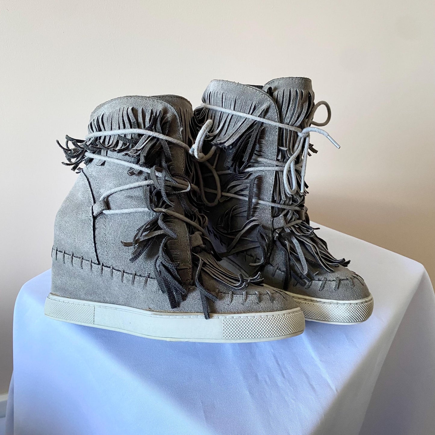 Unbranded Bekett Wedge Suede Leather Hi-Top Like Isabel Marant Sneakers Shoes Womens Size EUR 38