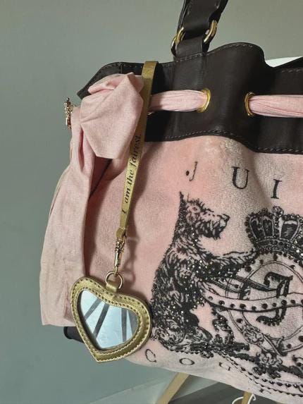Juicy Couture Vintage Daydreamer Pink &amp; Brown Tote – Iconic Handbag with Signature Style