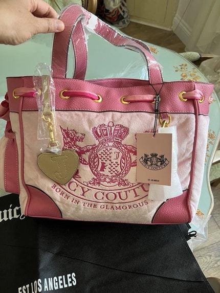 Juicy Couture Pink Daydreamer Bag – NWT, Rare Y2K Velour Tote with Scottie Dog Charms