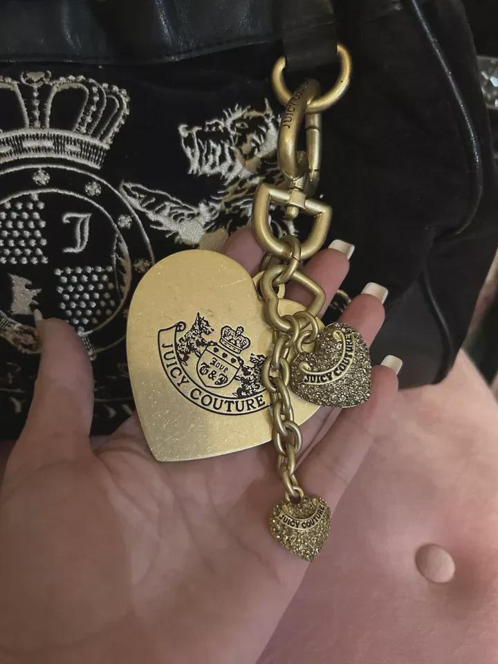 Y2K Juicy Couture Black Velour Daydreamer Tote with Scotty Dog Charm &amp; Wallet – Vintage Designer Handbag