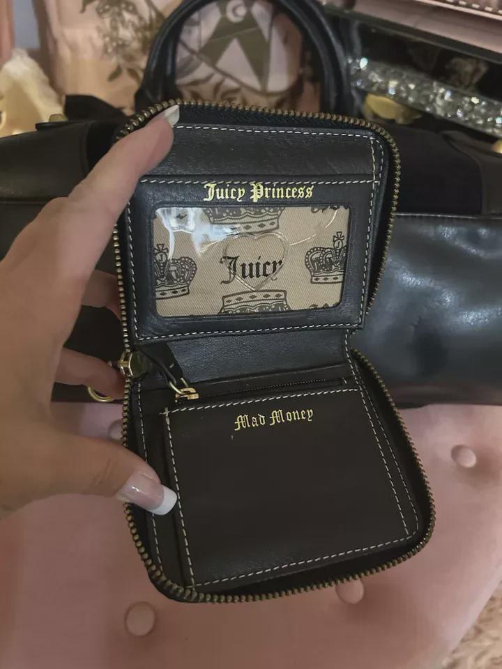 Y2K Juicy Couture Black Velour Daydreamer Tote with Scotty Dog Charm &amp; Wallet – Vintage Designer Handbag