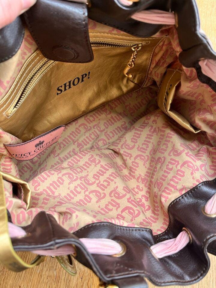 Genuine Juicy Couture Pink and Brown Daydreamer Tote with Matching Wallet – Designer Handbag Set