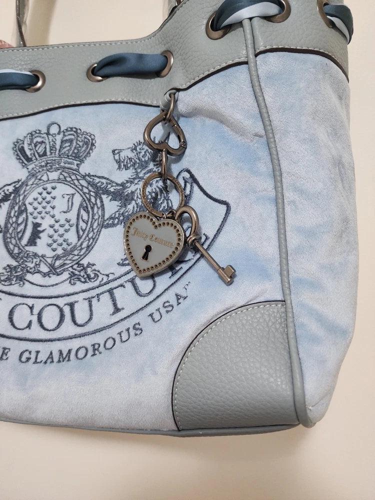 Juicy Couture Dusk Blue Daydreamer Handbag – Rare Shoulder Bag with Scottie Dog &amp; Twig Charm