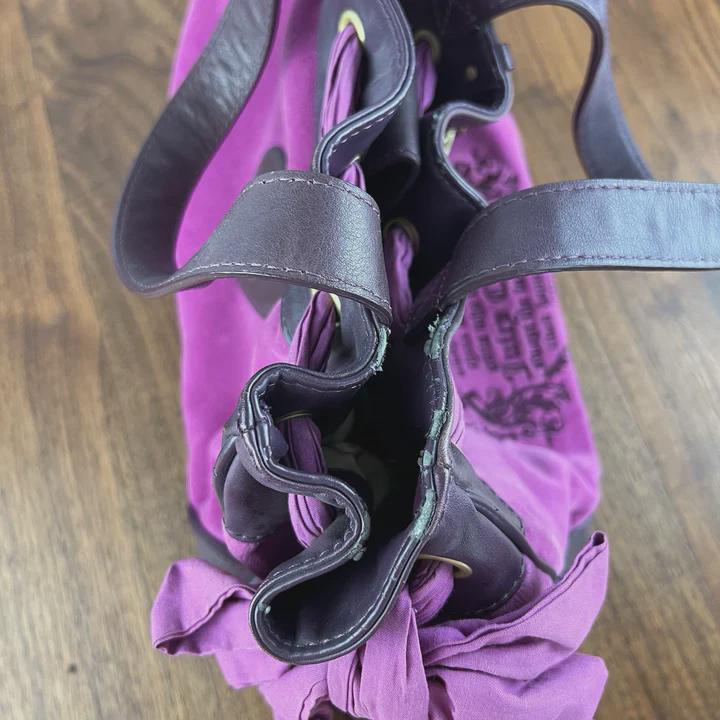 Rare Vintage Juicy Couture Y2K Black Velour Daydreamer Tote – Royal Purple Trim Designer Bag