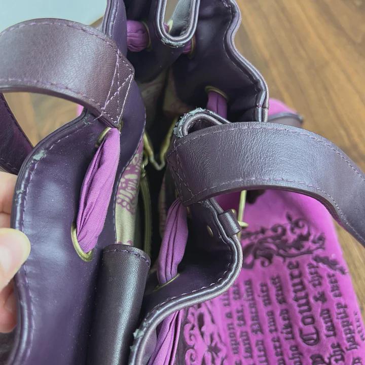 Rare Vintage Juicy Couture Y2K Black Velour Daydreamer Tote – Royal Purple Trim Designer Bag