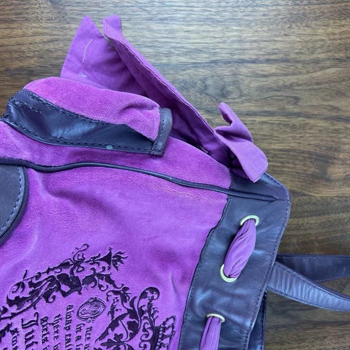 Rare Vintage Juicy Couture Y2K Black Velour Daydreamer Tote – Royal Purple Trim Designer Bag