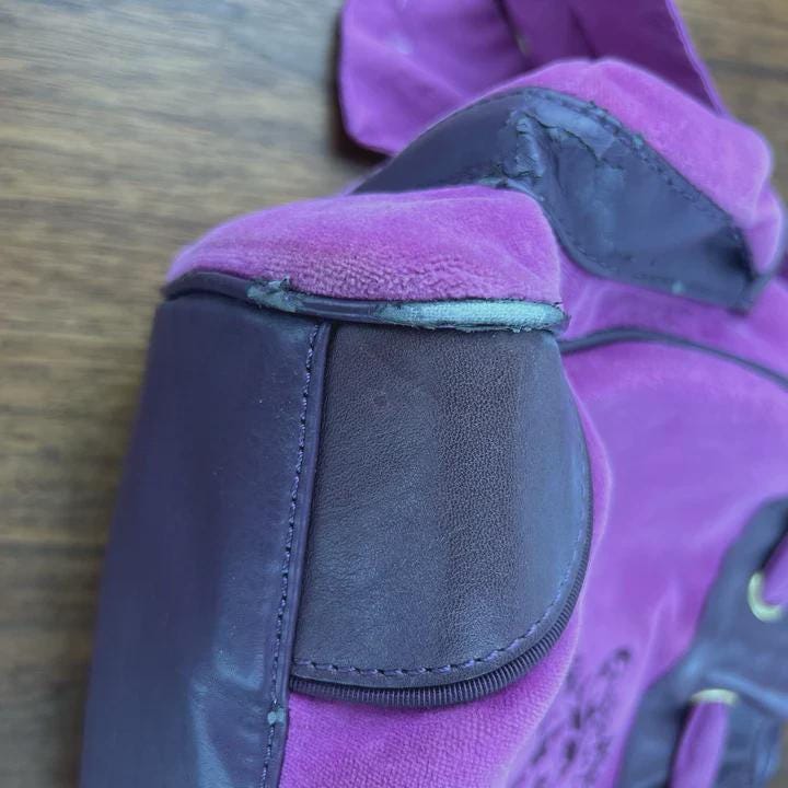 Rare Vintage Juicy Couture Y2K Black Velour Daydreamer Tote – Royal Purple Trim Designer Bag