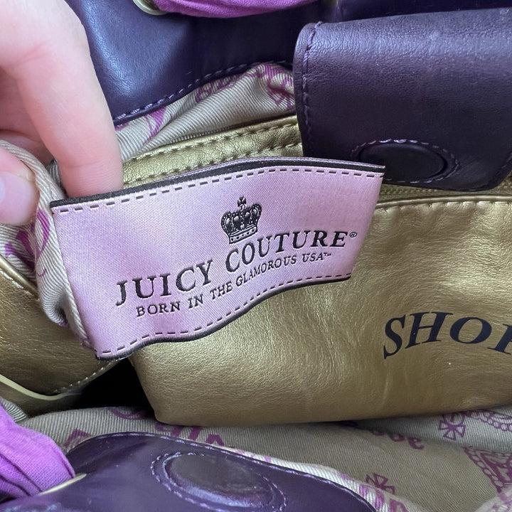 Rare Vintage Juicy Couture Y2K Black Velour Daydreamer Tote – Royal Purple Trim Designer Bag