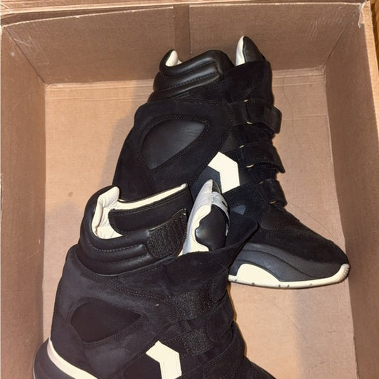 Isabel Marant Black and Cream Sneakers