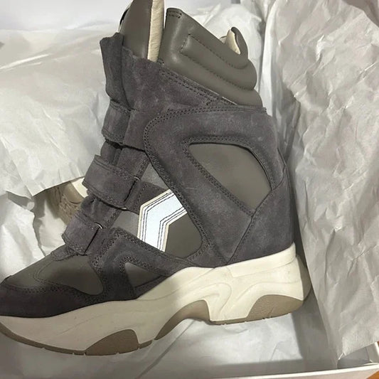 Isabel Marant Gray and Cream High-Top Sneakers