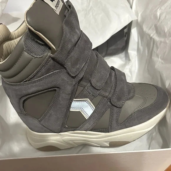 Isabel Marant Gray and Cream High-Top Sneakers