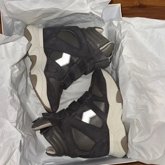 Isabel Marant Gray and Cream High-Top Sneakers