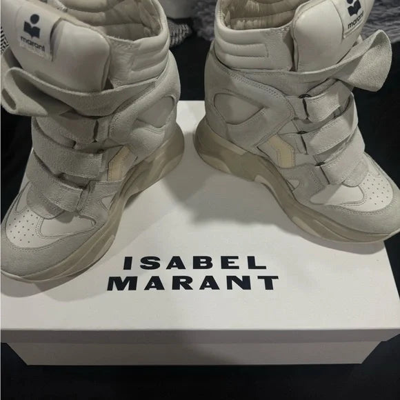 Isabel Marant Cream High-Top Sneakers