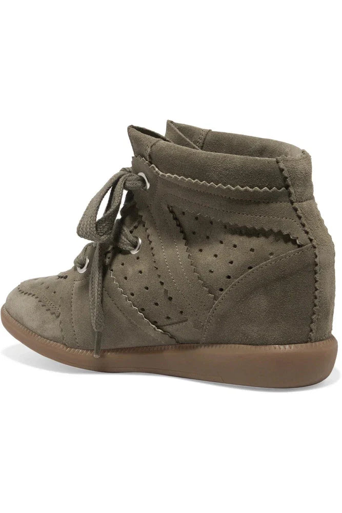 NEW Isabel Marant Etoile Bobby Suede Wedge Sneakers Size EU 41 Olive Color