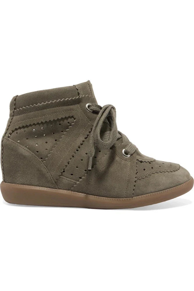 NEW Isabel Marant Etoile Bobby Suede Wedge Sneakers Size EU 41 Olive Color