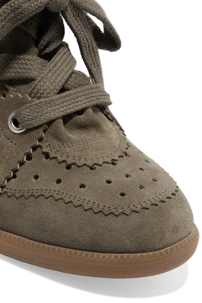 NEW Isabel Marant Etoile Bobby Suede Wedge Sneakers Size EU 41 Olive Color