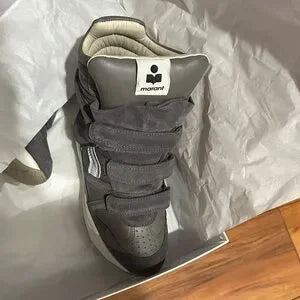 Isabel Marant Gray and Cream High-Top Sneakers